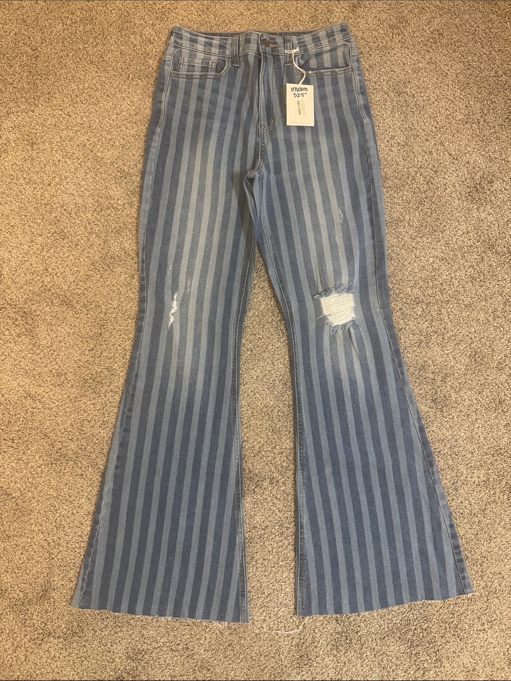 Cello High-Rise Striped Flare Jeans